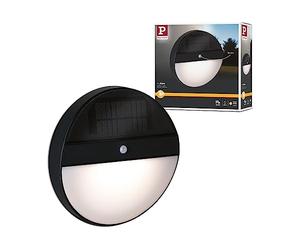 Paulmann 94264 Aplique LED Solar Outdoor Elois, redondo, 1x1 W IP44, exterior, antracita, solar, plástico, lámpara solar 3000 K
