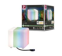 Paulmann 94268 Luminaria exterior LED Plug & Shine Zigbee objeto luminoso Cube RGBW incl. 1x2,8 W regulable, IP65, blanco, luz jardín, plástico 3000 K