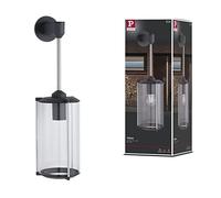 Paulmann 94281 Aplique exterior Classic, redondo, máx. 60 W, iluminación exterior, gris, iluminación para jardín, cristal, pared exterior, E27