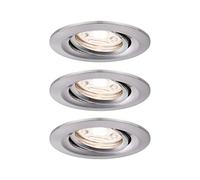 Paulmann 94295 Luminaria empotrable Nova Mini LED Coin, set de 3, redonda, orientable 3x4 W, foco techo, acero mate, alu., blanco cálido 2700 K 12 W