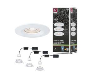 Paulmann 94299 Luminaria empotrable Nova Mini LED Coin, juego de 3, redonda, fija 3x4 W foco techo, blanco mate, aluminio, blanco cálido 2700 K 12 W