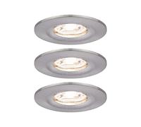 Paulmann 94301 Luminaria empotrable Nova Mini LED Coin, juego de 3, redonda, fija 3x4 W foco techo, acero mate, aluminio, blanco cálido 2700 K