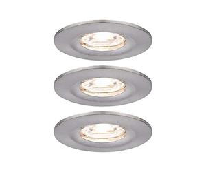 Paulmann 94301 Luminaria empotrable Nova Mini LED Coin, juego de 3, redonda, fija 3x4 W foco techo, acero mate, aluminio, blanco cálido 2700 K