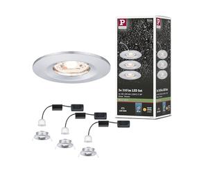 Paulmann 94303 Luminaria empotrable Nova Mini LED Coin, juego de 3, redonda, fija 3x4 W foco de techo, cromo, aluminio, blanco cálido 2700 K 12 W