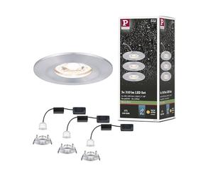 Paulmann 94305 Luminaria empotrable Nova Mini LED Coin, set de 3, redonda, fija 3x4 W, foco techo, alu. torneado, aluminio, blanco cálido 2700 K 12 W