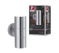 Paulmann 94331 Luminaria exterior LED Flame IP44 máx. 2x10 W, aplique exterior, inox mate, iluminación para jardín, acero inoxidable, GU10