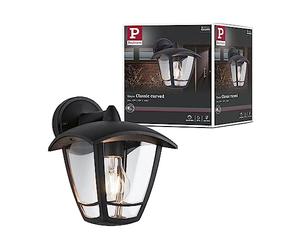 Paulmann 94392 Luminaria exterior, aplique exterior Classic Curved IP44, regulable, iluminación exterior, clara, negro, lámpara exterior, plástico, lámpara de jardín E27