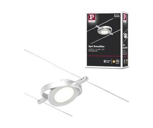 Paulmann 94415 CorDuo Sistema de cable LED spot RoundMac DC incl. 1x4,5 vatios extensible cromado mate, cable metálico cromado 3000 K