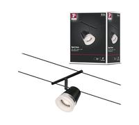 Paulmann 94464 Sistema de cables CorDuo foco Cone CC máx. 1x10W, ampliable, negro mate, cable plástico GU5,3, sistema de cable de acero sin lámpara