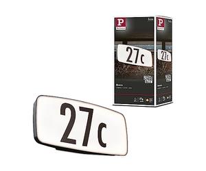 Paulmann 94506 Luminaria exterior LED luz para número de casa Sheera resist.agua de mar, sensor crepusc./movim. IP44 incl. 1x6,5W blanco cálido 3000 K
