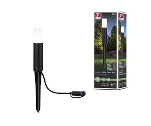 Paulmann 94533 Luminaria exterior LED Plug & Shine Baliza Flarea IP65 200mm, blanco cálido, incl. 1x3,6W, regulable, negro, metal, 3000K