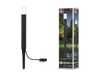Paulmann 94536 Luminaria exterior LED Plug & Shine Baliza Flarea IP65 400mm, blanco cálido, incl. 1x3,6W, regulable, negro, metal, 3000K