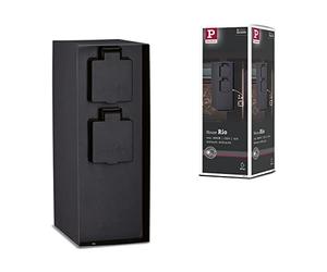Paulmann 94657 Columna de enchufes Rio 2 tomas IP44 rectangular máx. 3.650 W antracita Electricidad en el jardín Distribuidor metálico