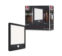 Paulmann 94665 Luminaria exterior LED panel Lamina, detector movim. IP44 cuadr. incl. 1x14,5 W bl. cálido, negro, panel ext. plástico, 3000K
