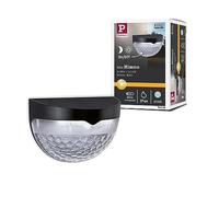 Paulmann 94666 Mimmo-Lámpara LED Solar para Camino (IP44, Redonda, Incluye 1 Panel Exterior de plástico de 1,2 W, luz Blanca Diurna, Color Negro, 6500 K, 1.2 W