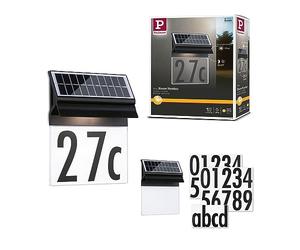Paulmann 94694 Luminaria exterior LED Solar, luz para número de casa Neda IP44 3000K 14lm negro
