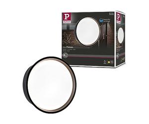 Paulmann 94696 Luminaria exterior LED aplique Platomo resistente al agua de mar IP44 redonda 180mm 3000K 14,5W 1200lm 230V, negro, plástico