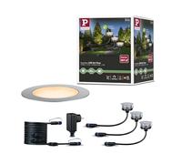 Paulmann 94722 Luminaria ext. LED Plug & Shine, lum.empotrable en el suelo Floor, set 3, resp. insectos IP67 2200K 3x2W plateada, red., regul., INOX