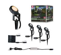 Paulmann 94729 Lum.exterior LED Plug & Shine, reflector de jardín Sting set de 3, resp.insectos IP67 2200K 3x6,3W 75 VA antracita, red., regulable