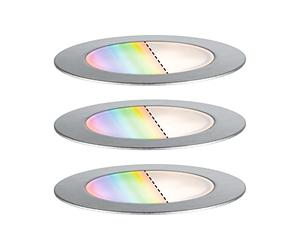 Paulmann 94752 Luminaria LED empotr.suelo Plug & Shine Floor Smart Home Zigbee set de 3, red. IP67 3x2W 65lm reg. 70mm acero inox RGBW res.agua de mar