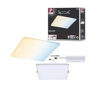 Paulmann 95385 LED panel de luz empotrada Areo VariFit IP44 blanco cálido Zigbee Tunable White 215x215mm angular incl. 1x17 vatios regulable plástico satinado 3000 K