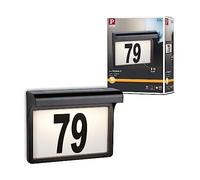 Paulmann 95388 Luminaria exterior LED Solar, luz para número de casa Dayton II IP44 cuadrado incl. 1x0,05 W, negro, lámpara exterior, plástico, 3000 K