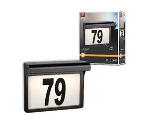 Paulmann 95388 Luminaria exterior LED Solar, luz para número de casa Dayton II IP44 cuadrado incl. 1x0,05 W, negro, lámpara exterior, plástico, 3000 K