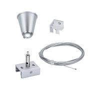 Paulmann 95583 ProRail3-Sistema Colgar la Cuerda de 3 m de Plata, Sistema de Carril de Metal para iluminación Comercial