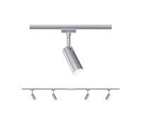 Paulmann 96900 LED lámpara de techo URail sistema de rieles juego de focos Tubo, lámpara de techo orientable spot 4 luces cromo mate 3000K blanco cálido 5 W