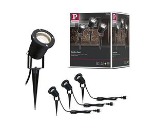 Paulmann 988.97 Juego de 3 focos Special Line Garden IP44 GU10 blanco cálido 3x3,5 W 98897 LED, iluminación exterior, estaca, iluminación para jardín, luminarias de jardín, exterior