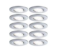 Paulmann 99925 Luminaria empotrable LED Calla redonda, set de 10, incl. 10x6,5 W IP65 reg., foco empotrable, cromo mate, luz armario, plástico, 4000 K