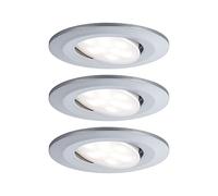 Paulmann 99933 Luminaria empotrable LED Calla, red., set de 3, incl. 3x6,5 W IP65, reg., foco empotrable, cromo mate, luz armario, plástico, 4000 K