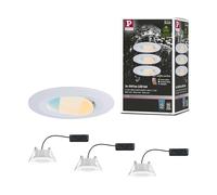 Paulmann 99935 Luminaria empotrable LED Calla, redonda, set de 3, incl. 3x5,5 W IP65, foco, blanco mate, luz para armario, plástico, empotrable 3000 K
