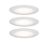 Paulmann 99940 Luminaria empotrable LED Premium Suon, set de 3, redonda incl. 3x6,5 W IP44, reg., foco, satinado, blanco, luz armario, plástico 2700 K