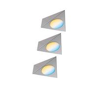 Paulmann 99974 Luminaria para muebles LED Clever Connect Starter Set Trigo CC 12 V incl. 3x2,1 W, regulable, níquel satinado, metal, 2700-6500 K