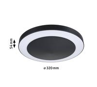 Paulmann 94526 LED lámpara de exterior Circula lámpara de techo con sensor crepuscular/de movimiento IP44 redonda incl. 1x14 W plástico blanco cálido antracita 3000 K