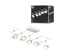Paulmann Cone Kit Básico de Sistema de Cableado, Corduo, Corriente Continua, Máx. 5x10 W, Bombilla Tipo GU5,3, Sistema de Cableado, Bombillas No Incluidas, Cable Metálico, Color Blanco, 94458