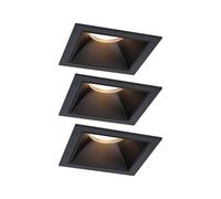 Paulmann EBL, juego de 3 unidades Cole Coin 3StepDim fijo, negro | Para conexión directa a 230 V, IP44, regulable con interruptor, luz blanca cálida 2700 K, LED sustituibles