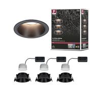 Paulmann EBL Set Cole Coin 3x6 W, 2700 K, negro/negro mate | Regulable con interruptor, IP44, módulos LED intercambiables, luz blanca cálida