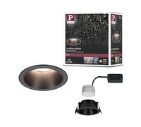 Paulmann EBL Set Cole Coin, regulable en 3 niveles, 6 W, 2700 K, negro | Luminaria empotrable para techo, IP44, regulable con interruptor, luz blanca cálida