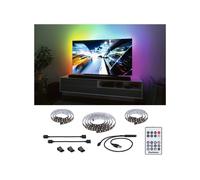 Paulmann 78881 Strip LED USB iluminación para TV 65 pulgadas 2,4m 60LED/m Dynamic Rainbow RGB incl. 1x4 W regulable, tira de luz, negro, plástico