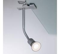 Paulmann 95426 Luminaria de lectura, foco con pinza Finja, máx. 35 W, luminaria para cuadros, cromo mate, lámpara para cuadros, metal, plástico, lámpara superpuesta GU10
