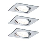 Paulmann Nova Set de focos LED empotrables Angular (L x An x Al: 8,4 x 8,4 x 4,5 cm, Plata, 3 ud., Blanco cálido, Intensidad regulable)