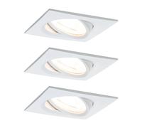 Paulmann Nova Set de focos LED empotrables Angular (L x An x Al: 8,4 x 8,4 x 4,5 cm, Blanco, 3 ud., Blanco cálido, Intensidad regulable)