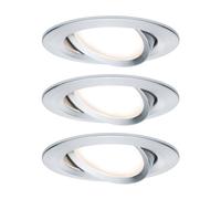 Paulmann Nova Set de focos LED empotrables Nova Coin Stepdim (6,5 W, 3 ud., Blanco cálido, 8,4 cm, Aluminio)