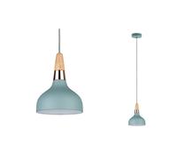 Paulmann 79652 Luminaria colgante Neordic Juna 160 mm máx. 1x20 W, para E14, lámpara de techo, verde satinado/cobre/madera 230 V, sin fuente de luz