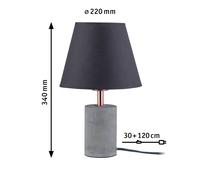 Paulmann Lámpara de mesa de textil, de líneas rectas, Tem