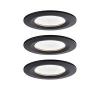 Paulmann Lámpara empotrable LED Nova 3x6 W 2700 K, negro mate | Juego de 3 luminarias, regulables con un interruptor de luz normal, IP44, luz blanca cálida