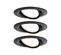 Paulmann Luminaria empotrable LED Nova Plus, juego de 3 unidades, 2700K, negro mate