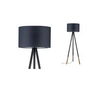 Paulmann 79633 Luminaria de pie Neordic Rurik máx. 1x20 W, luminaria de pie para lámparas E27, lámpara de pie con pantalla de tela, color gris/madera 230 V sin fuente de luz